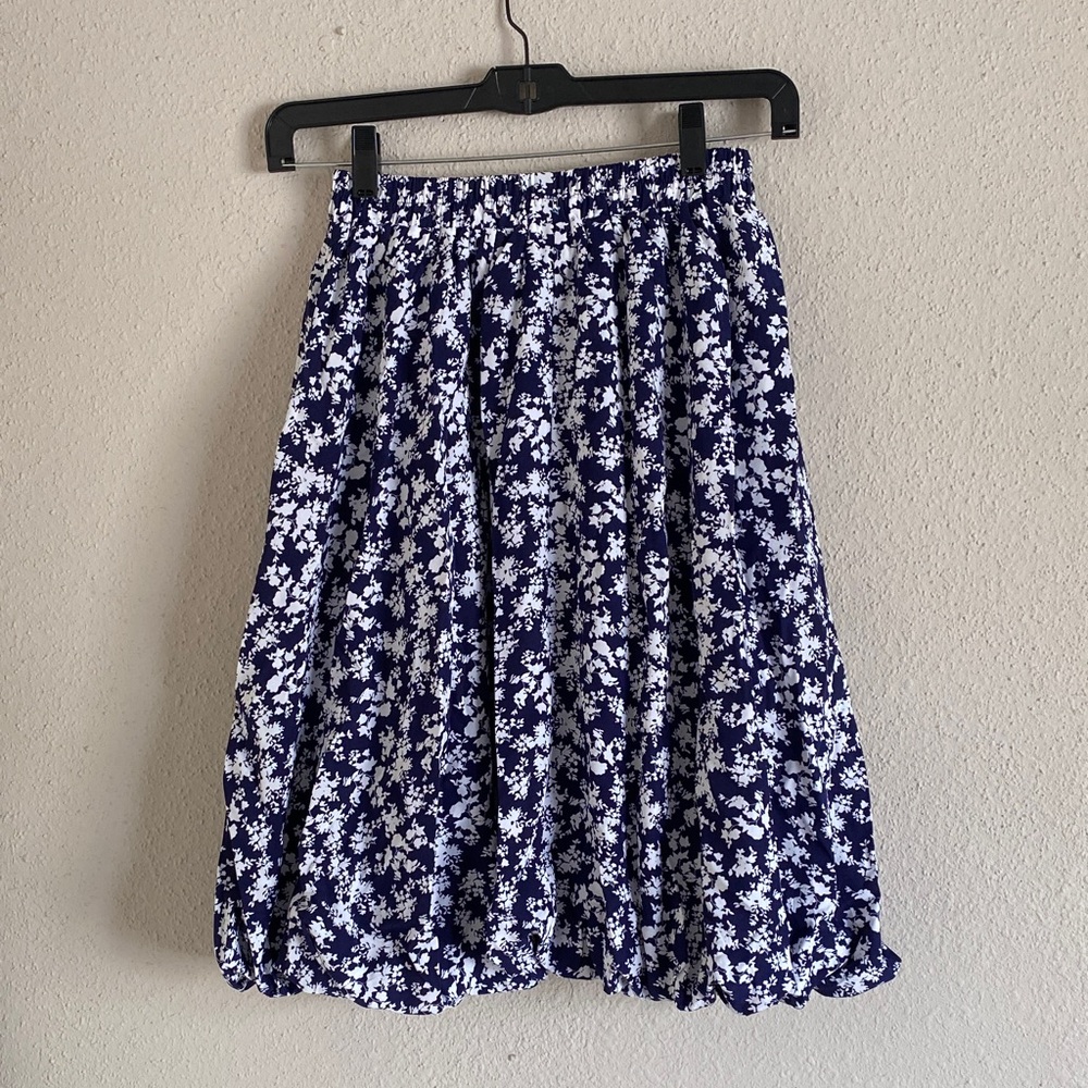 Lyrur Blue and White Floral Midi Skirt - Picture 3 of 6